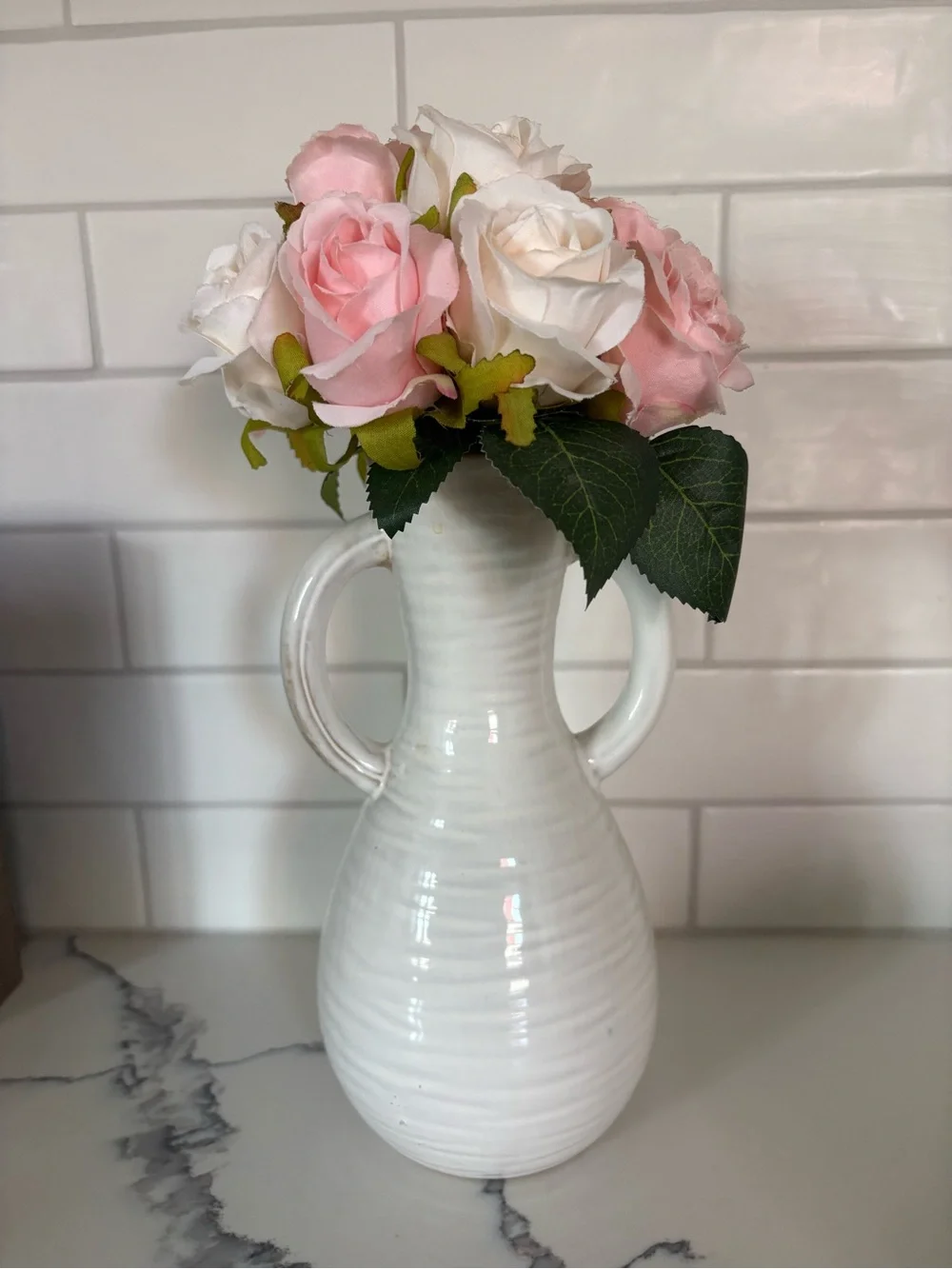 2 sets Elegant Pink and Mauve Faux Rose Arrangements
